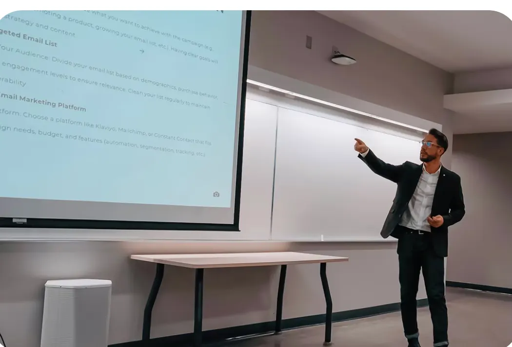 Chris Meunier delivering an AI guest lecture